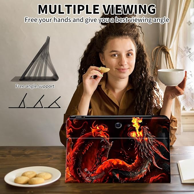 Case for Microsoft Surface Pro 11/10 / 9 13 InchPU Leather Cute Slim Folio Adjustable Stand Cover Case for Surface Pro 11th Edition AIArt Red Dragonfly