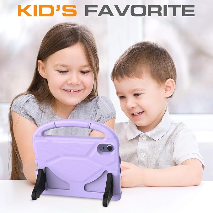 Kids Case for iPad mini 7 (A17 Pro) 2024/ Mini 6 2021 iPad mini 7th/6th Generation Case with Screen Protector - Shockproof with Handle Stand Protective Cover for iPad 8.3 Inch Lavender