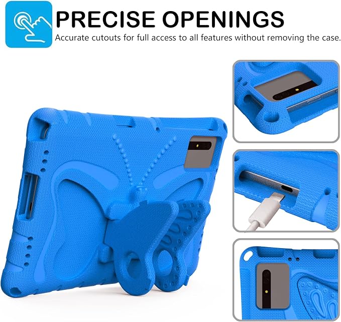 for Samsung Galaxy S9/S9FE/S8/S7 11 Butterfly Wings Kickstand Kids Girl Tablet Case EVA Material Light Weight Shockproof Kids Case for Lenovo M11 Xiaomi PDA 5/6 Redmi Pad SE (Blue)