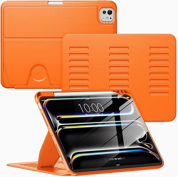 VIKESI Case for iPad Pro 11 inch (M5/M4) 2025/2024Multiple Angles Magnetic Stand CoverShockproof BackPencil Holderand Auto Sleep/WakeBlack