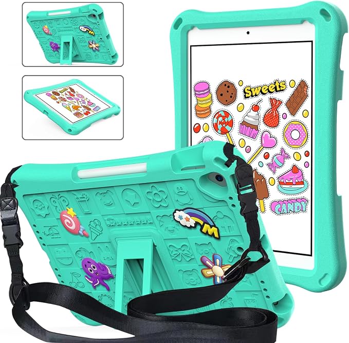 Case for iPad 10.2 Inch 2021/2020/2019/ iPad Pro 10.5 Inch/Air 3rd Gen (2019) Shoulder Strap Kickstand Children Friendly Anti-Scratch Shockproof Case Lightpurple