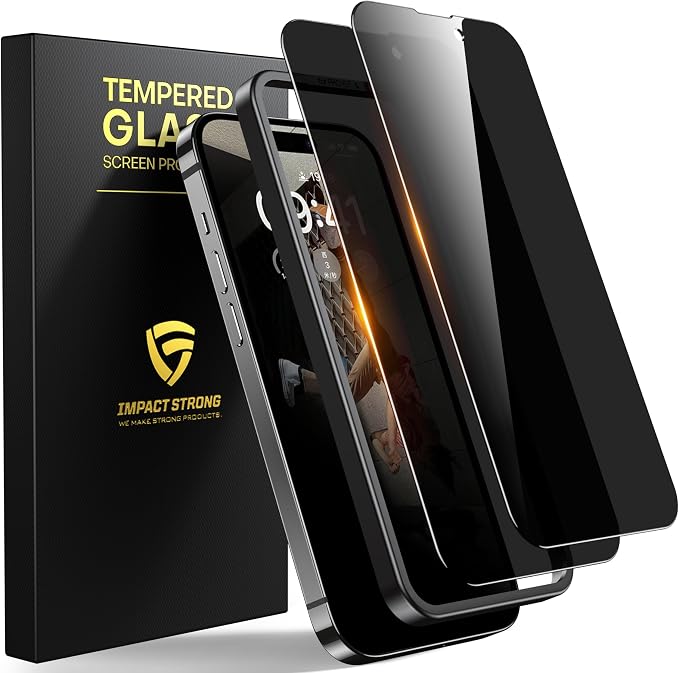 ImpactStrong Anti-Spy Privacy Screen Protector for iPhone 11 / iPhone XR (6.1-Inch) 9H Tempered Glass Shatter-Resistant Anti-Scratch Easy Install Kit Case Friendly 2-Pack