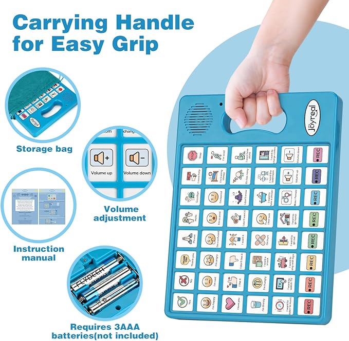 Joyreal AAC Device for Autism, Non Verbal Communication Tools for Speech Therapy & Stroke Rehab. Speech Communication Tablet, Autism Talking Aids with 8 Programmable Buttons & Adjustable Volume