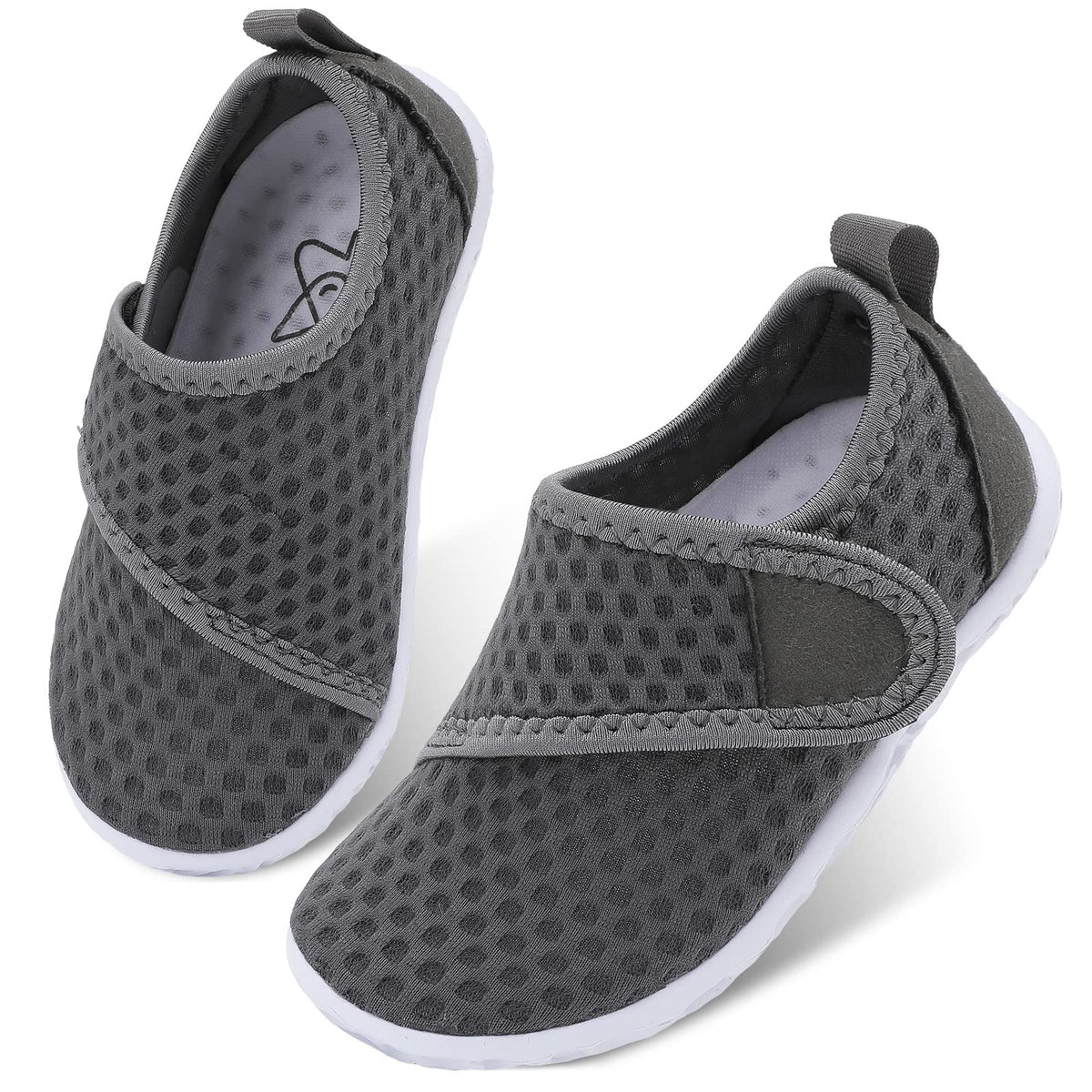 LeIsfIt Toddler Water Shoes Boys Girls Barefoot Aqua Socks Kids Breathable Quick-Dry Swim Shoes for Beach Pool Surf, Dark Grey, 6 Toddler