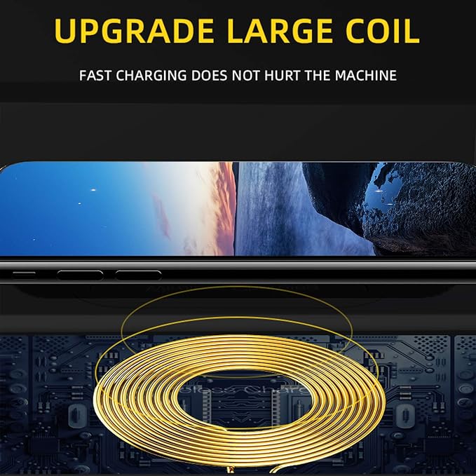 Wireless Charging Station MultiFunctional Charger Stand with Alarm Clock Calendar Phone Wireless Automatic Matching Charger for Bedrooms (Black)
