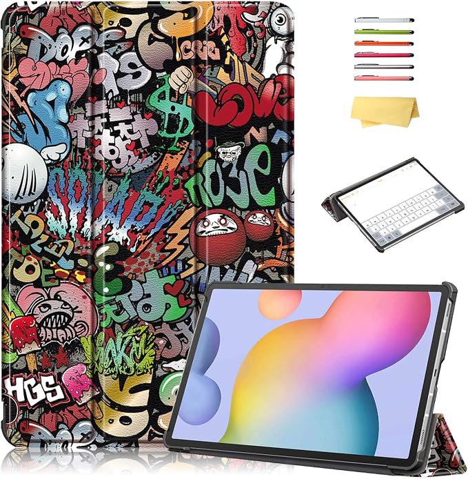 Case for Samsung Galaxy Tab S8 Plus 12.4 2022/S7 FE 2021/S7 Plus 2020 (SM-X800/X806/T730/T733/T736/T738/T970/T975/T976) Lightweight Tri-Fold Stand Thin Cover Auto Wake/Sleep Almond Blossom