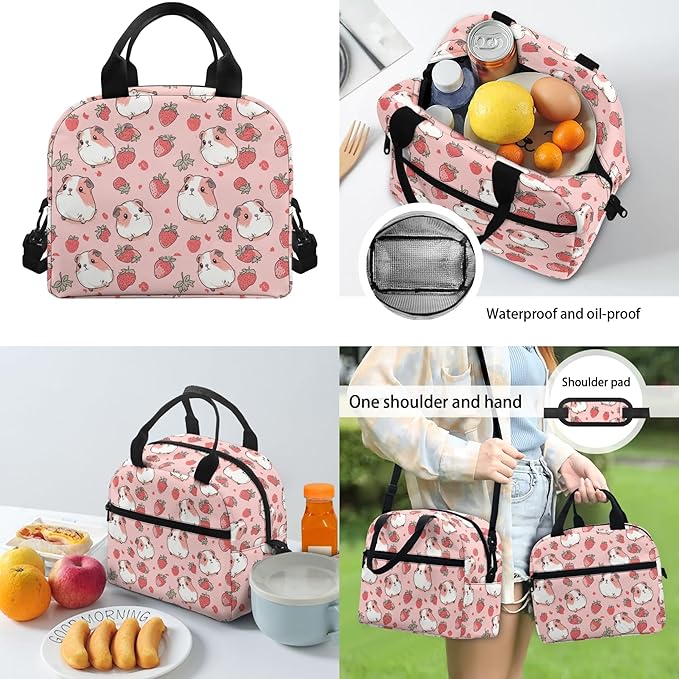 Cute Guinea Pig Backpack for Kids School Bag with Lunch Bag for Toddler Girls Preschool Boys School Bookbag with Pencil Case Water Bottle Sleeve 4pcs/set