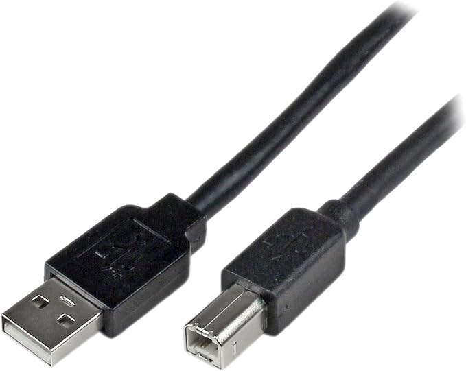 StarTech 30ft Active USB 2.0 Cable USB-A to USB-B Black (USB2HAB30AC) | Printer cable Cord Extension Male to Male Built-in equalizing chip for 30ft USB 2.0 connections