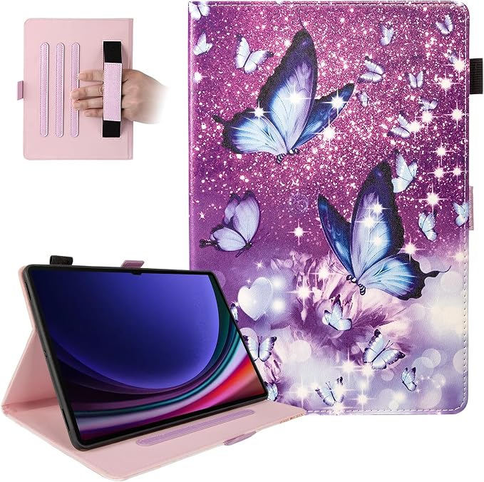 Dteck for Samsung Galaxy Tab S10+/S9+/S8+/S7 FE/S7 Plus Case with S Pen Holder Shockproof Stand Smart Folio Protective Auto Sleep/Wake Cover Fairy Butterfly