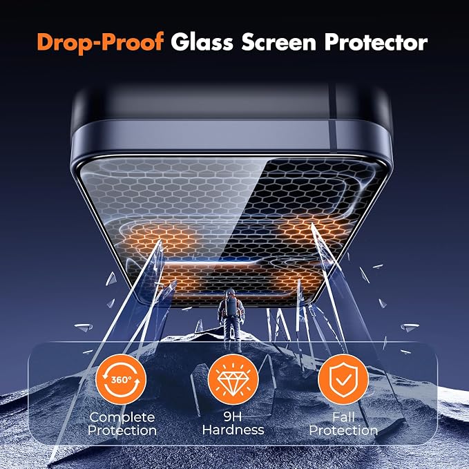 UNBREAKcable 3-Pack Screen Protector for iPhone 15 Double Shatterproof Tempered Glass [Easy Installation Frame] [99.99% HD Clear] [9H Hardness] [Full Coverage] [Case Friendly] for Apple 15 6.1 inch
