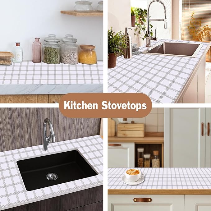 Drawer and Shelf Liner for Kitchen Cabinet: 23.6 in X 20 Ft Non Slip Waterproof Shelf Paper Non Adhesive Refrigerator Liners White Square Easy Liners for Bathroom Cupboard with Knife Tape Measure