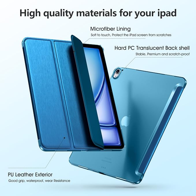 for iPad Air 13 Inch Case M4/M3/M2(2026/2025/2024) Lavender | Slim Trifold Stand Protective Cover with Translucent Hard Back for iPad Air 13 Case Support Touch ID Auto Wake/Sleep