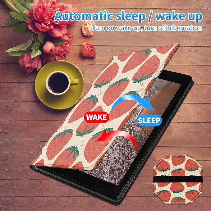 for All-New Kindle Fire HD 10 &amp 10 Plus Tablet (13th/11th Gen 2023/2021 Release) 10.1 + Screen Clean Pad Slim PU Leather Multi-Angle Kickstand Cover with Auto Wake/Sleep Horse with US Flag