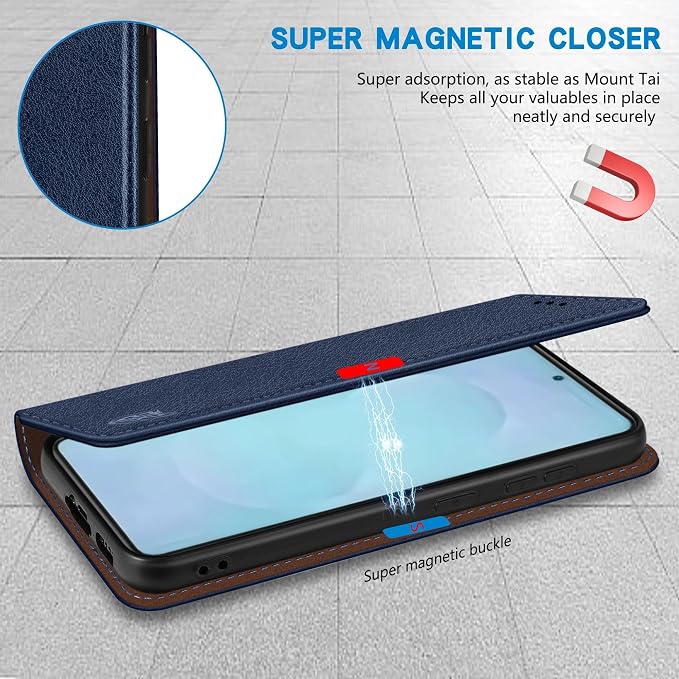 ZZXX for Samsung Galaxy S25 Wallet Case with [RFID Blocking] Card Slot Stand Strong Magnetic Leather Flip Fold Protective Phone Case for Samsung Galaxy S25 Case Wallet(Black-6.2 inch)