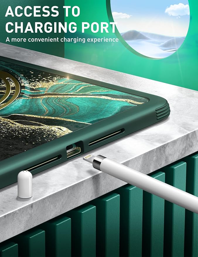 Clayco Nebula Case for iPad 9th/8th/7th Generation Case 10.2 Inch 2021/2020/2019 Multi-Angle Viewing Full Body Stand Cover for iPad 10.2 with Built-in Screen Protector &amp Pencil Holder Ocean