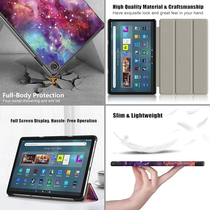 Slim Case for Amazon Fire Max 11 Tablet (13th Generation 2023 Release) Trifold Lightweight Hard Shell PU Leather Stand Folio Protective Cover with Auto Wake/Sleep Colored Graffiti Doodle