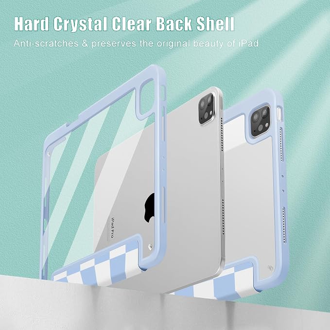 Tuiklol for iPad Pro 11 Inch 4th / 3rd / 2nd / 1st Gen (2022 2021 2020 2018) Case -Built-in Pencil Holder Shockproof Cover Clear Transparent Back Shell with Auto Wake/Sleep Black Flower