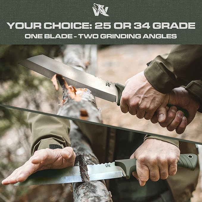 ODENWOLF W Machete - Survival Machete Full Tang with Sheath - Strong D2 Steel Knife Machete for Cutting Trees, for Yard Work, and for Bushcrafting and Big Tactical Knife with TPE-Handle