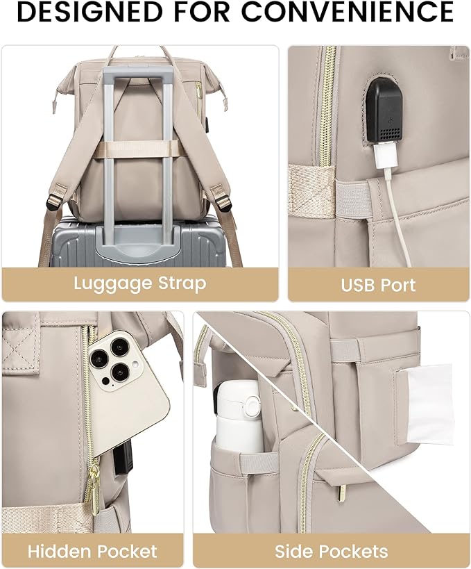LOVEVOOK 17 inch Laptop Backpack Women, Large Travel Computer Back Pack with USB Charging Port, Anti Theft Backpack for Women Teacher Nurse Work, College Business, Dim Grey