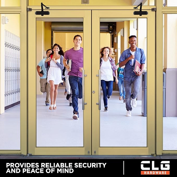 CLG HARDWARE DC6003 Medium Duty Commercial Door Closer - Surface Mounted, Automatic Door Closer, Cast Aluminum,UL 3 Hour Fire Rated, Size 3 for Residential & Light Commercial Doors - US19 Matte Black