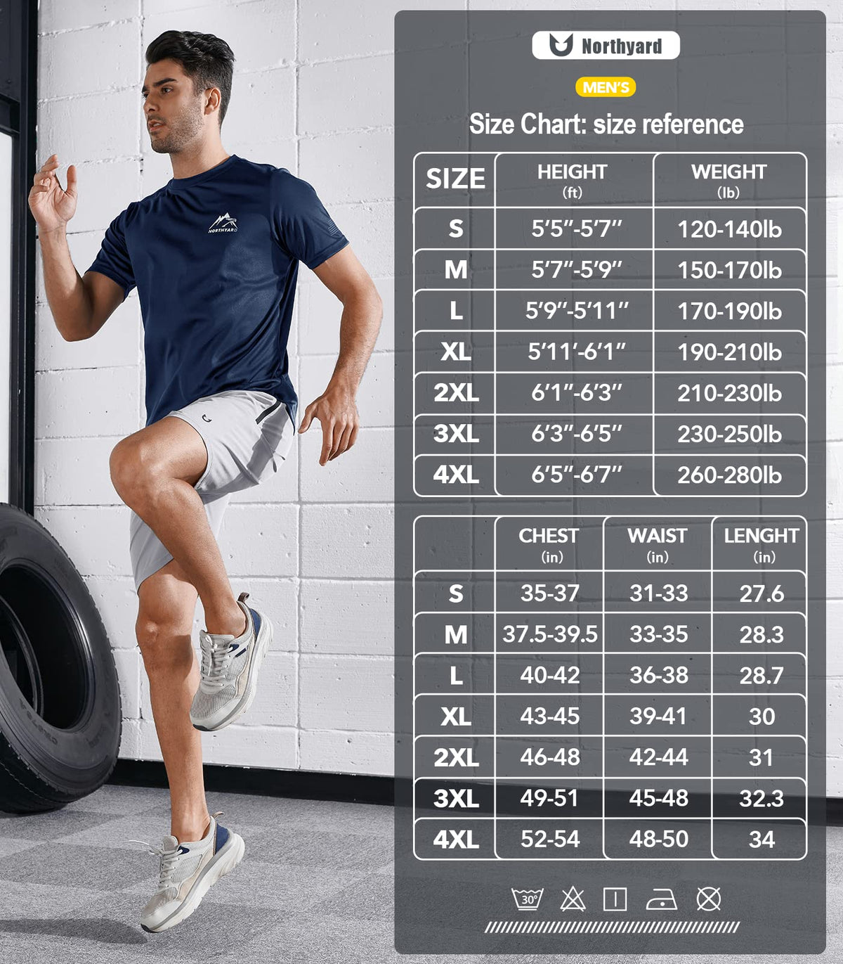 NORTHYARD Men's UPF 50+ Sun Protection Shirt Short Sleeve Swim Rash Guard SPF UV Athletic Workout Running T-Shirt Navy L