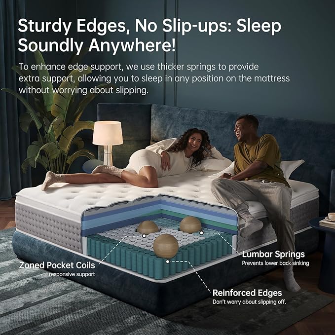 Twin Mattress 10 Inch,Medium Firm Hybrid with Memory Foam& Individually Wrapped Pocket Coils for Support,CertiPUR-US Certified,Fiberglass-Free