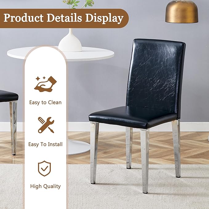 Glass Dining Table Set for 6, 63” Kitchen Table Set for 6, Modern Dining Room Table Set with Upholstered Chairs, Tempered Glass Tabletop with Y Shape Base