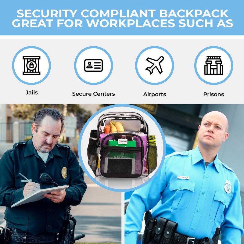 SHYLERO Clear Backpack Heavy Duty has TSA Lock, 2-WAY Zipper. PVC Transparent Backpack Is Extra Large - H18''xW14''xD8