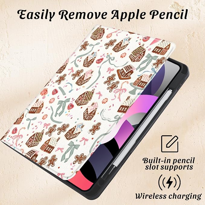 Cute Maple Bear Case for 10.2 iPad 2019/2020/2021(7th/8th/9th Gen) with Pencil Holder Auto Wake/Sleep Leather Soft TPU Back Cover for Women Girls