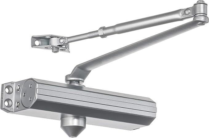 Dynasty Hardware Door Closer, Grade 1 Heavy Duty Commercial Hydraulic Closer, Self-Closing, Adjustable Spring Size 1-4, ADA Compliant, Surface Mount, Sprayed Aluminum, Series 1614