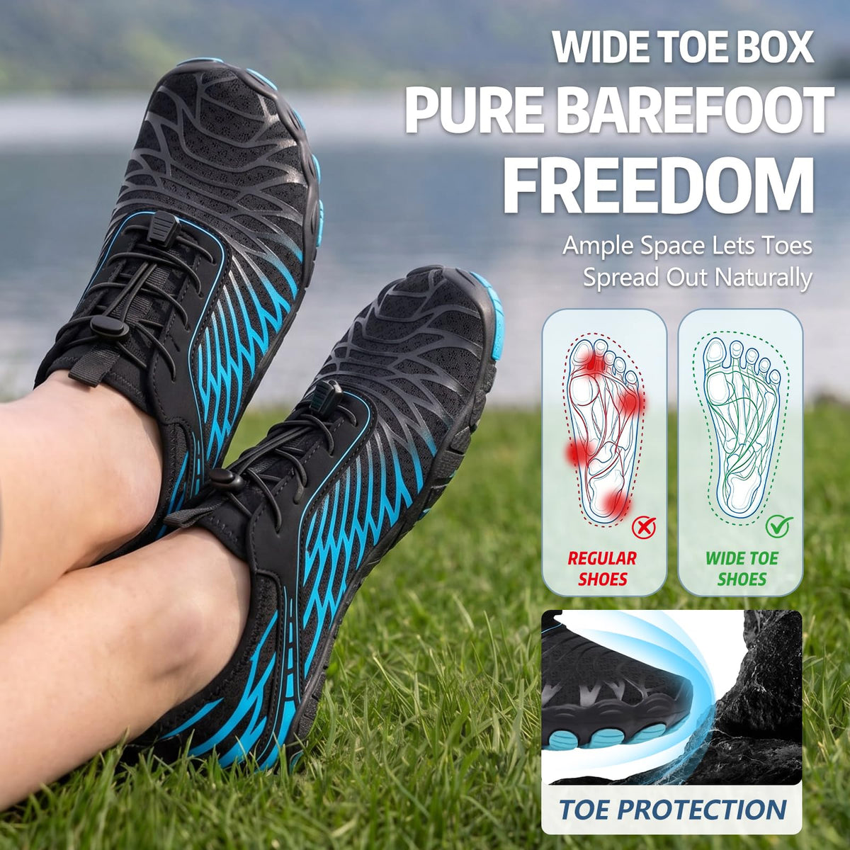 ELETON Barefoot Shoes Women Men Hiking Water Shoes Wide Toe Box Zero Drop