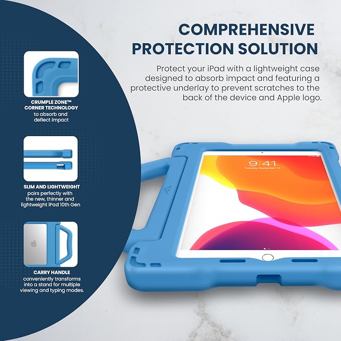 Brenthaven Bounce Rugged iPad Case Fits ONLY Apple 11th Gen 2025 &amp 10th Generation 2022 (10.9-inch) Drop Tested Cover - Gray