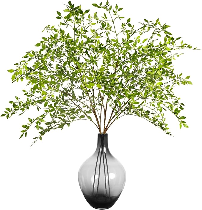 Artificial Greenery Stems, 43.3" Nandina Branches Tall Faux Plant Stems for Vase, Greenery Decor Stems Leaves Bunches for Shop Garden Office Home Décor(4Pcs,Green)