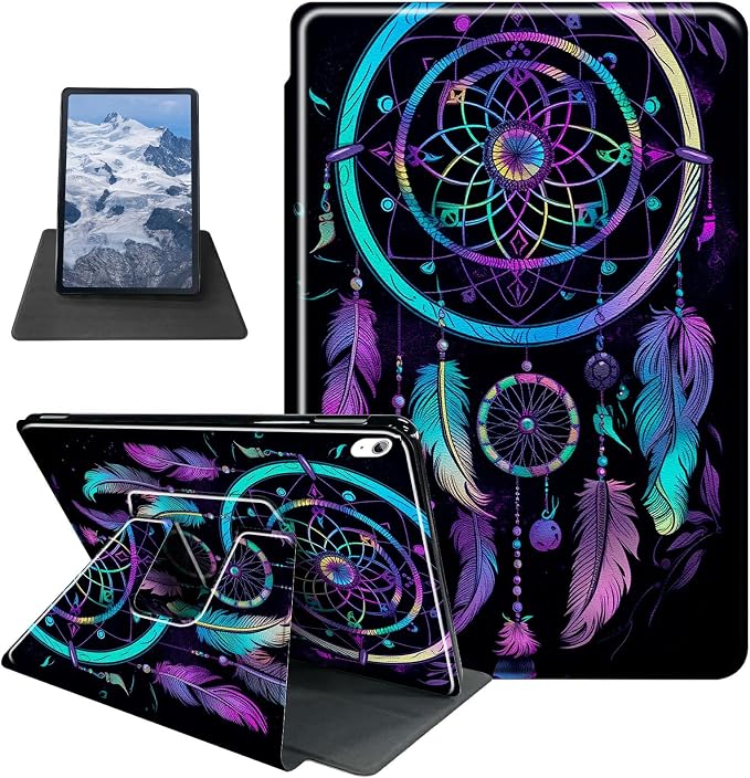 Astronaut Mushrooms Pattern Case for iPad 10.2 iPad 9th Generation 2021/ iPad 8th Generation 2020/ iPad 7th Generation 2019360 Degree Rotating Stand Protective Cover with Auto Sleep/Wake