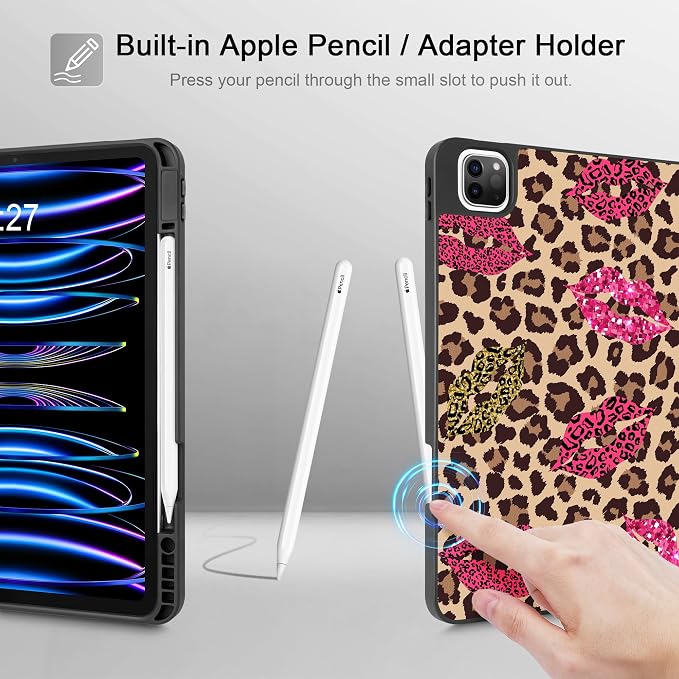 Tuiklol for iPad Pro 11 Inch 4th / 3rd / 2nd / 1st Gen Case 2022 2021 2020 | 2018 Build-in Pencil Holder with Stand TPU Back Cover &amp Trifold Stand &amp Auto Wake/Sleep Tablet Case Black Cat