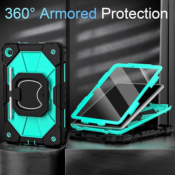 Auizotl Case for Samsung Galaxy Tab A11+/A9+ Plus 11 Inch with Screen Protector/Rotating Stand/Pen HolderMilitary Grade Shockproof Cover for Galaxy Tab A11 Plus /A9 Plus CasesBlack