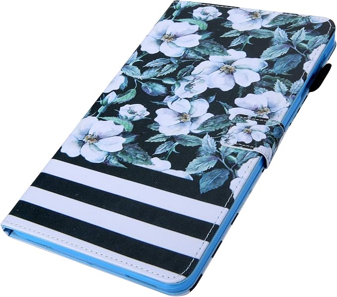 for Galaxy Tab A 8.4 Case 2020 Model (SM-T307/T307U) with Pencil Holder Pockets Multi-Angle Viewing Folio Stand PU Leather Shockproof TPU Cover for Samsung Tab A 8.4 T307 Black Rose Flower