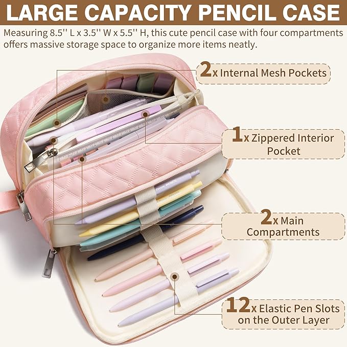 62PCS Aesthetic School Supplies with Cute Pencil Case, Pastel Highlighters Black Ink Gel Pens Mechanical Pencils Kit, Back to School Supplies College Essentials Preppy Stationary Set for Student Girls