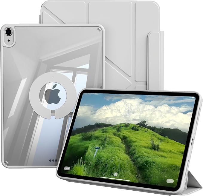 Clear Case for iPad A16 11th Generation 11 inch 2025 &amp iPad 10th Gen 10.9 inch 2022 with Pencil Holder Detachable Magnetic Rotating Transparent Hard PC Back Auto Wake/Sleep Trifold &amp Y Stan