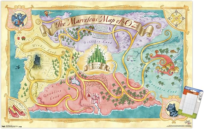 The Wizard Of Oz - Map Wall Poster, 34L" x 22.4W", Premium Poster & Mount Bundle