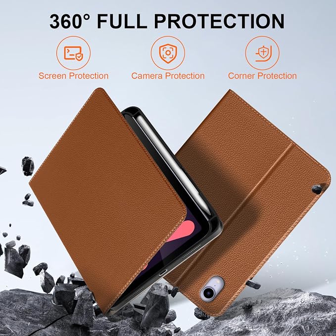 Case for iPad Mini7(A17 Pro) 2024/6th 2021 8.3 with Pencil Holder | Leather Protective Shockproof Smart Cover Adjustable Stand Auto Wake/Sleep Multiple View Angles Black
