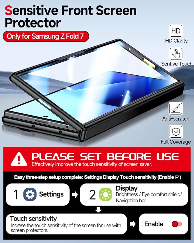 LeYi for Z-Fold-7 Case: Built-in Screen Protector Mag-Safe Leather Black | Galaxy Z fold 7 Case Magnetic Full Body Shockproof Hinge Protection Dual Layer Heavy Duty Z Fold7 Case para Samsung Fold