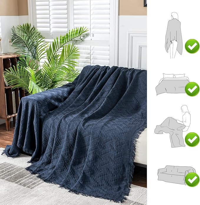 MYSKY HOME Sofa Covers & Slipcovers for 2 Cushion Couch, Sectional Sofa Couch Covers for Dogs, Throw Cover for Living Room - X-Large: 71" x 118", Navy Blue