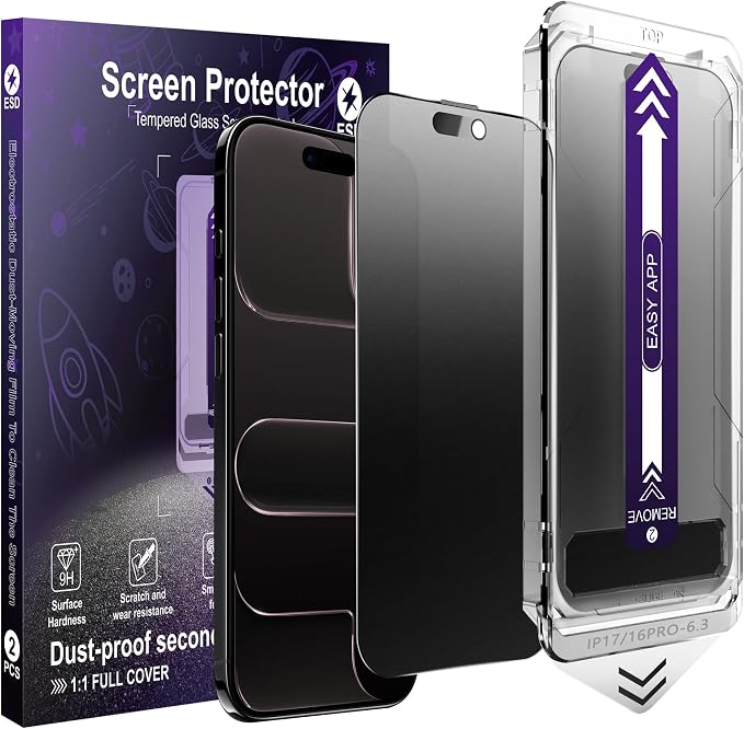 2-Pack Matte Privacy Screen Protector for iPhone 17 ProAnti-Glare &amp 25°Anti-SpyAnti-ReflectionAnti-FingerprintAuto Dust RemovalEasy Installation
