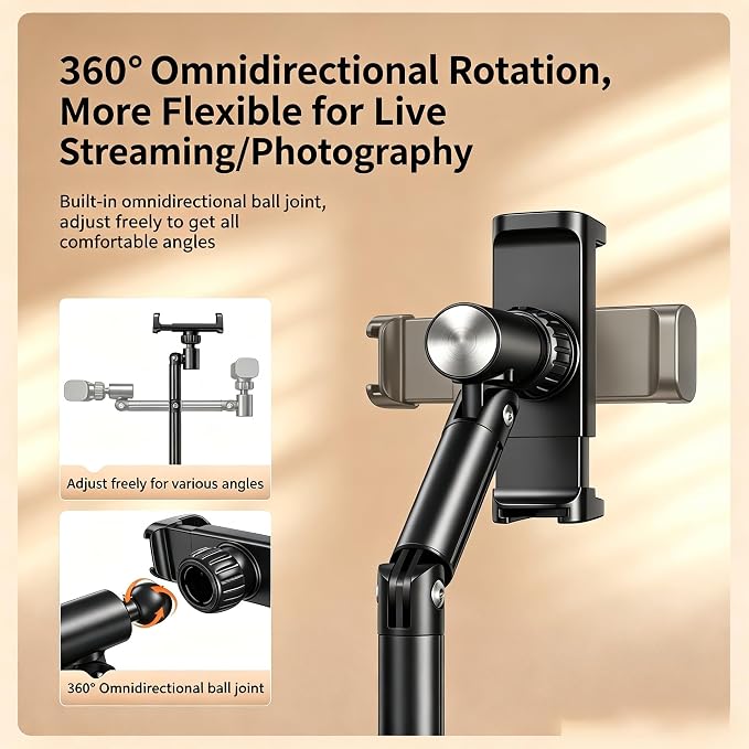 Adjustable Cell Phone Stand360° Rotating Lifting Mobile Phone Holder | for DeskVideo Recording HomeOffice Compatible with All iPhone for Galaxy