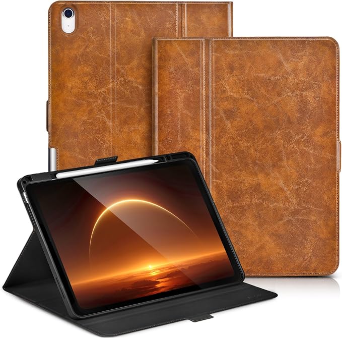 for iPad Air 13 Inch Case M4/M3/M2 (2026/2025/2024) Black | Slim LightweightPremium Vegan Leather CoverPencil HolderAuto Sleep/WakeMulti Viewing AngleTyping AngleMagnetic Clasp