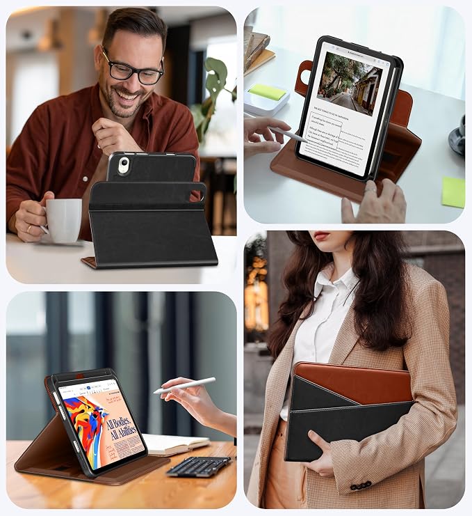 DTTO for iPad mini 7 A17 Pro 2024 aslo fit iPad mini 6 2021 Brown | 360 Degree Rotating Premium Faux Leather Folio Stand Cover with Pencil Holder Auto Sleep/Wake Multiple Angles Hand Strap