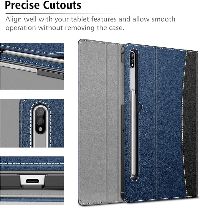 Fintie Portfolio Case for Samsung Galaxy Tab S8/Tab S7 11 Inch | Multiple Angles Business Cover with Pocket Built-in S Pen Holder Auto Sleep/Wake Dreamy Marble