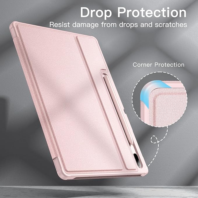 JETech Folio Case for Samsung Galaxy Tab S8 Plus/S7 FE/S7 Plus 12.4 Black | For 2022/2021/2020 Model Multi-Angle Stand Cover S Pen Holder Slim Protective Cover Auto Wake/Sleep