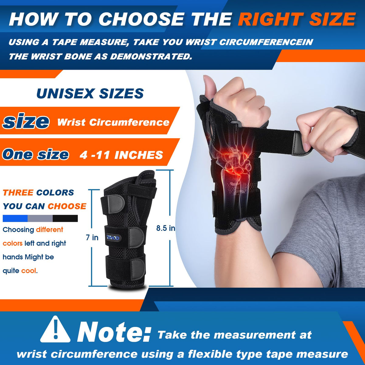 TISMOD Wrist Thumb Brace Spica Splint Right Left Hand Adjustable